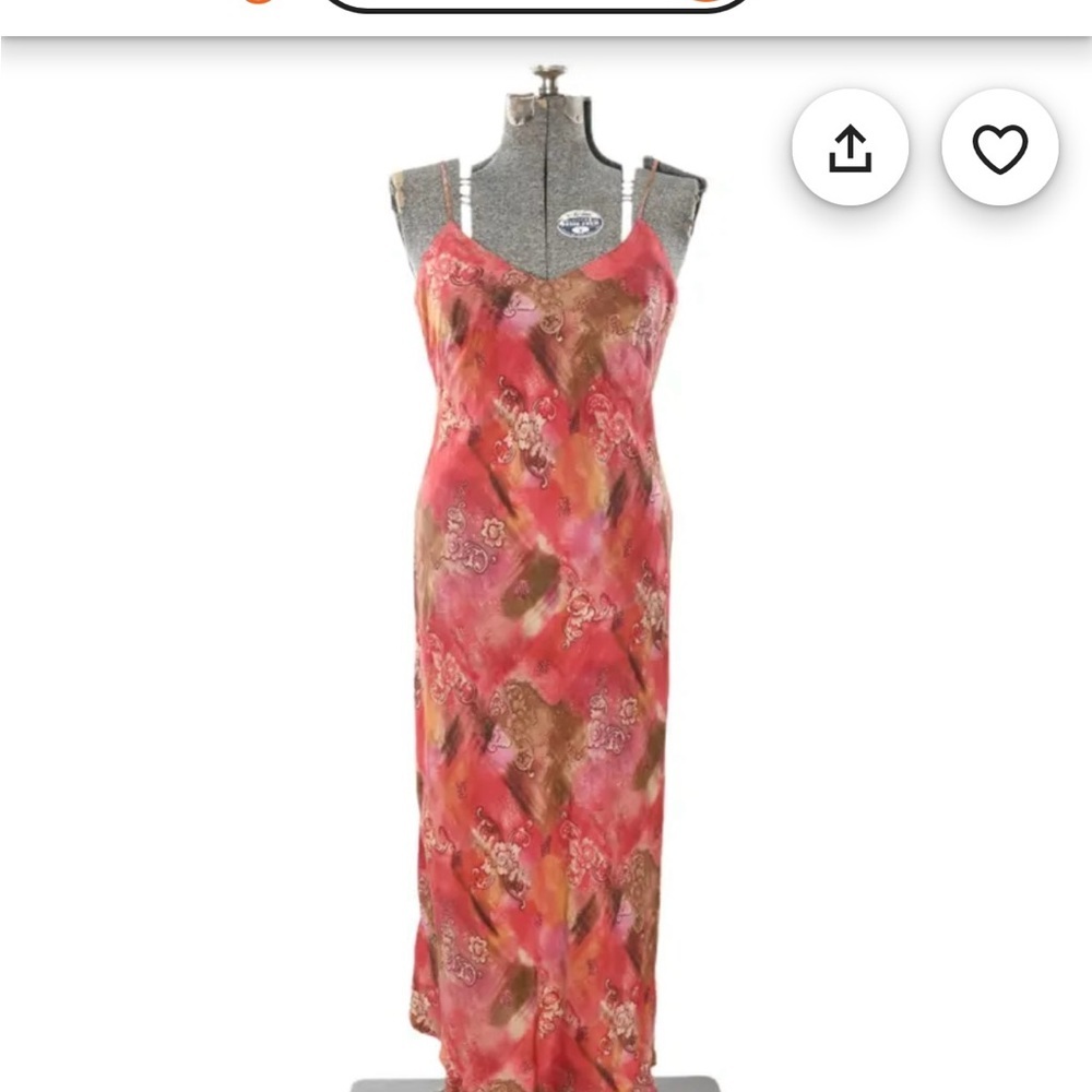 Victoria's Secret Vintage 1980s  Pink Multicolor Silk Bias Cut Slip Gown